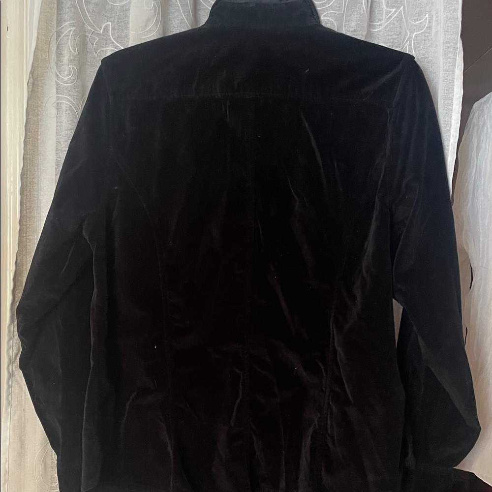 Eddie Bauer Black Velvet Button Down Shirt - Picture 2 of 2